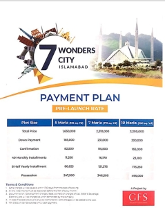 plots available for sale  in 7 wonders wonder city  Islamabad 