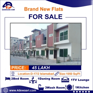 1050 Sq/Ft Brand New Flats For Sale D-17/2 Islamabad