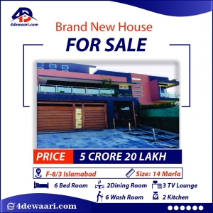 14 Marla Brand New HOUSE SALE F-8/3 ISLAMABAD