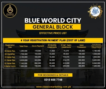 Plots Available for sale in Blue World City,  Near New international  Airport ,Rawalpindi 