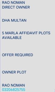 5 MARLA BEST PLOTS FOR SALE IN DHA MULTAN.