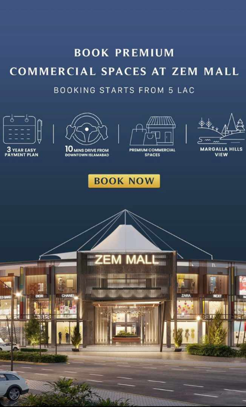 Developed  shops for sale in  mall of Zem Bahria enclave Islamabad